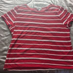 red/white Cropped sailor tee! Unique rope threading